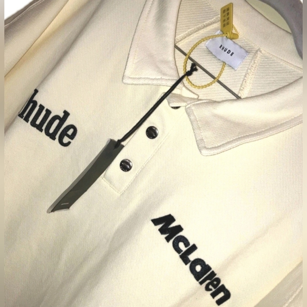 Rhude x McLaren Racer Oversized Polo Shirt (Cream) Size: XL - NWT - Picture 4 of 8